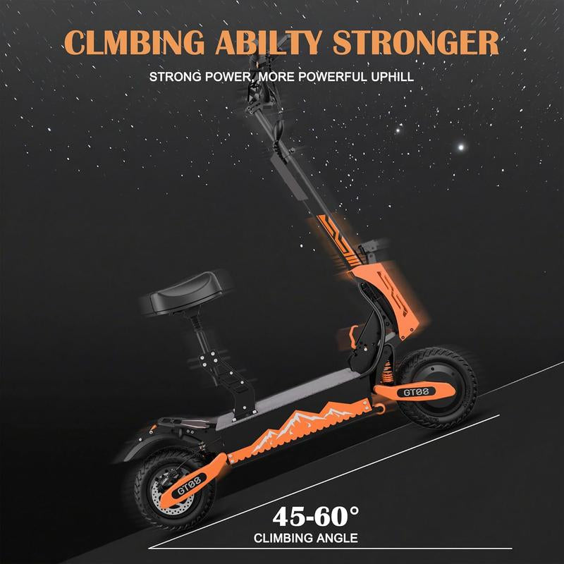 Electric Scooter for Adults,5600W Dual Motor 60V27AH 50MPH Folding E-Scooter with Adjustable Seat,11'' Off-Road Tires Shock Absorbers Electric Scooter
