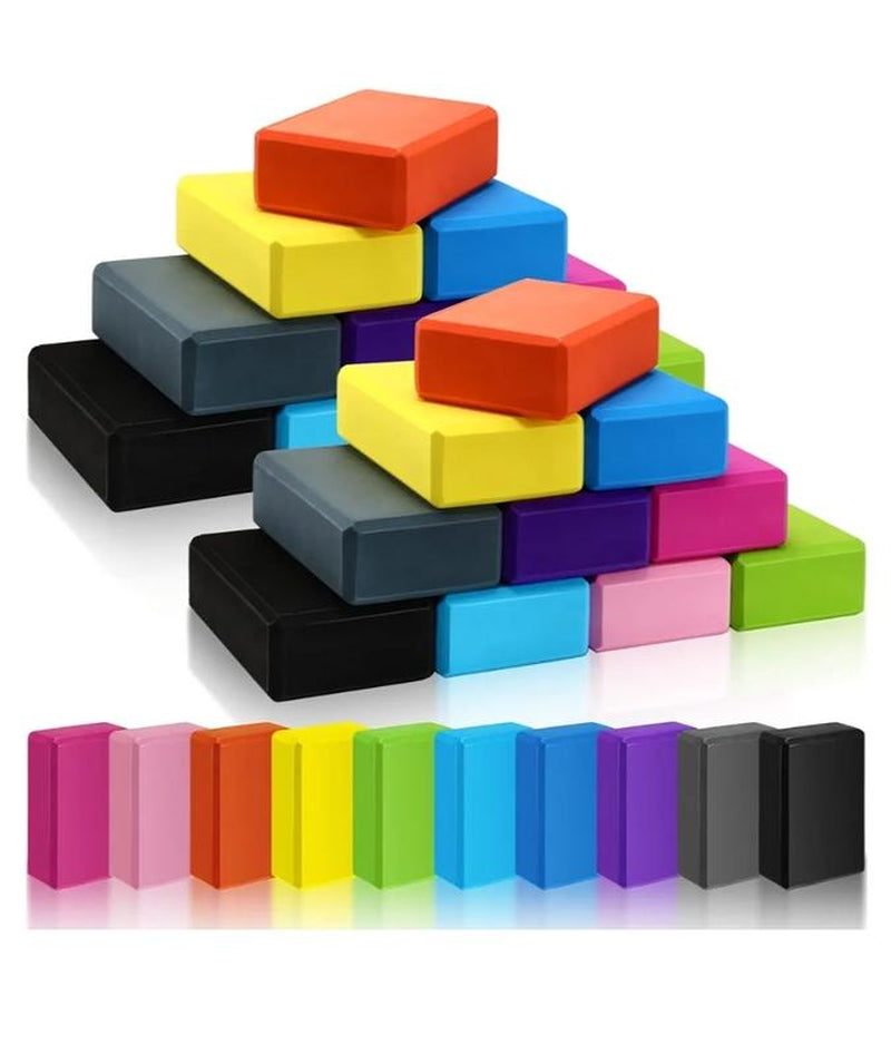 Random Colour Yoga Block Foam EVA Yoga Blocks Lightweight Yoga Bricks Non Slip Supportive Foam Blocks Yoga Prop Accessories for Yoga, Pilates, Stretching and Meditation, Women Men Yogi Yoga Beginners (Multicolor)