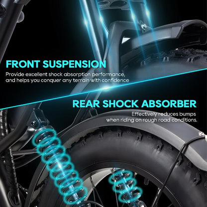 DRIFT.SLIDE 1500W Peak Power Electric Bike for Adults, 28 MPH 60 Miles Electric Moped Style Bike, 48V 20.8 Ah UL 2849 Removable Battery, 7 Speed 20" All Terrain Fat Tire Ebike (J1) Bicycle Light