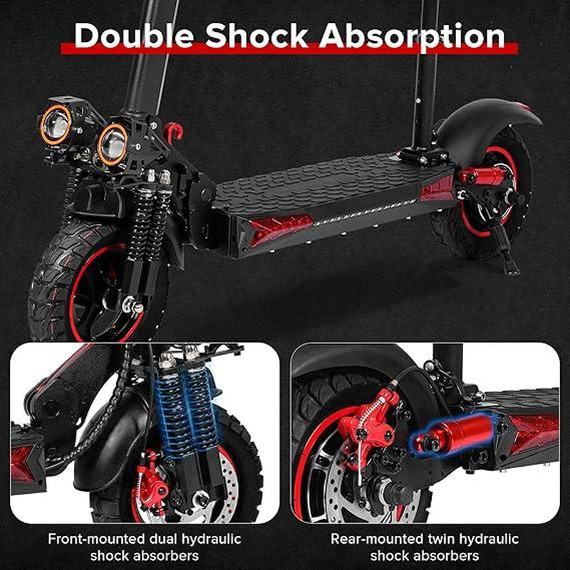 34MPH Speed Monster! Electric Scooter for Adults - 37 Mile Range, 34MPH /55KMH Top Speed, 11" Off-Road Tires, 48V18AH-UL Certified Battery,Foldable E-Scooter with Seat & LED Lights