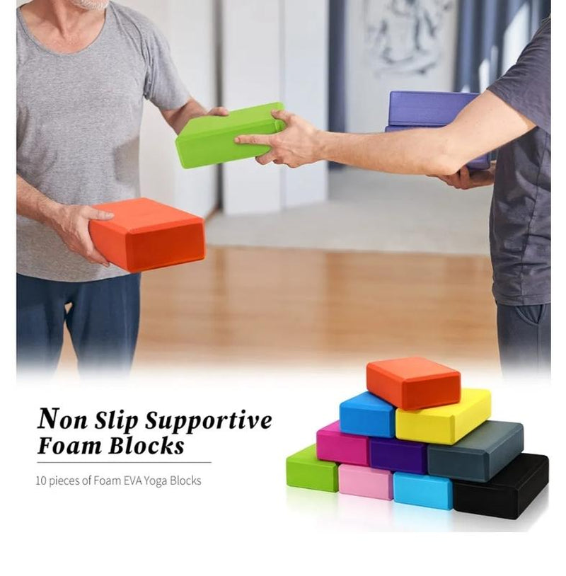 Random Colour Yoga Block Foam EVA Yoga Blocks Lightweight Yoga Bricks Non Slip Supportive Foam Blocks Yoga Prop Accessories for Yoga, Pilates, Stretching and Meditation, Women Men Yogi Yoga Beginners (Multicolor)