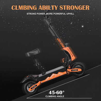 Electric Scooter for Adults,5600W Dual Motor 60V27AH 50MPH Folding E-Scooter with Adjustable Seat,11'' Off-Road Tires Shock Absorbers Electric Scooter