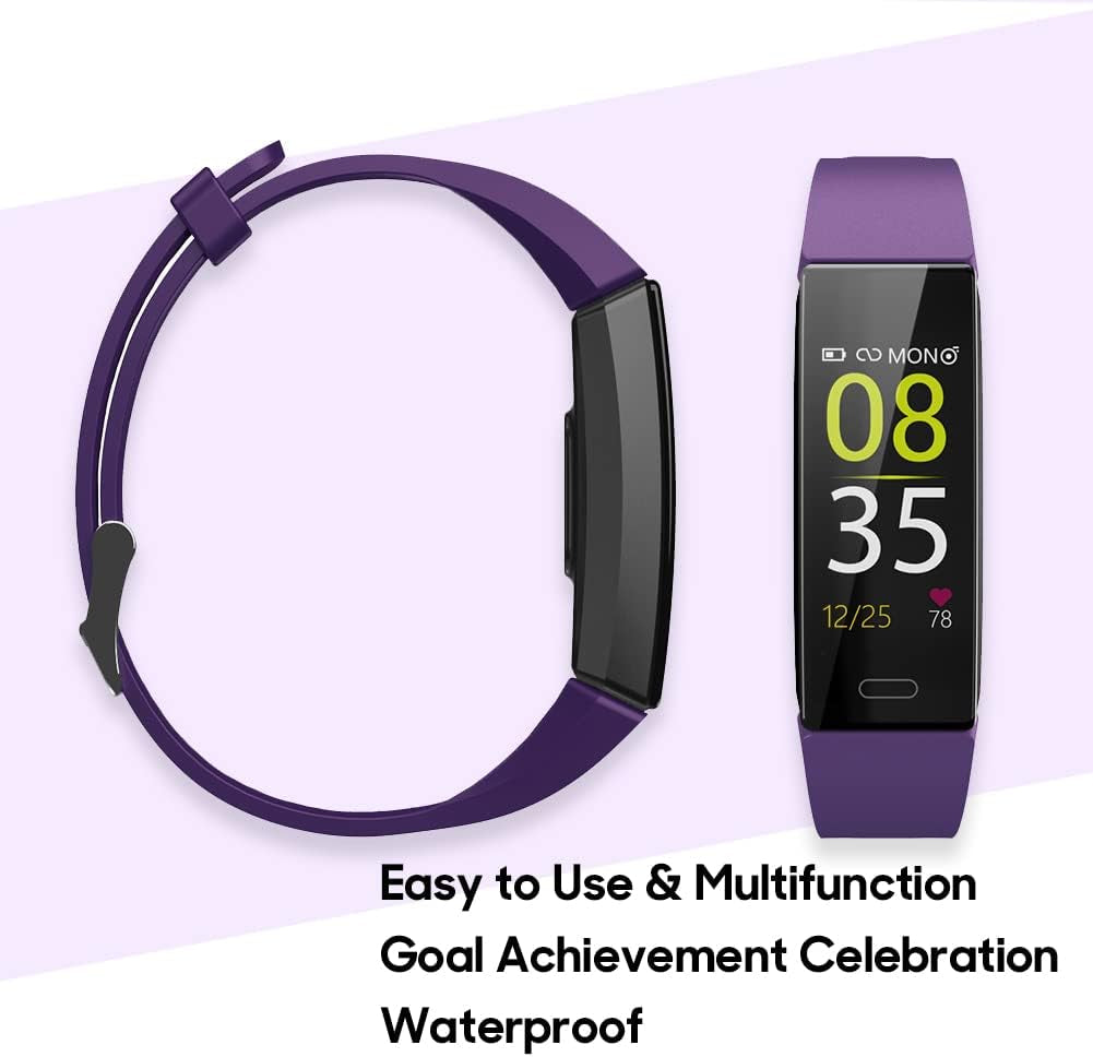 Fitness Tracker with Blood Pressure Heart Rate Sleep Monitor, Activity Tracker Watch with Connected GPS, Waterproof Calorie Step Counter (Purple)