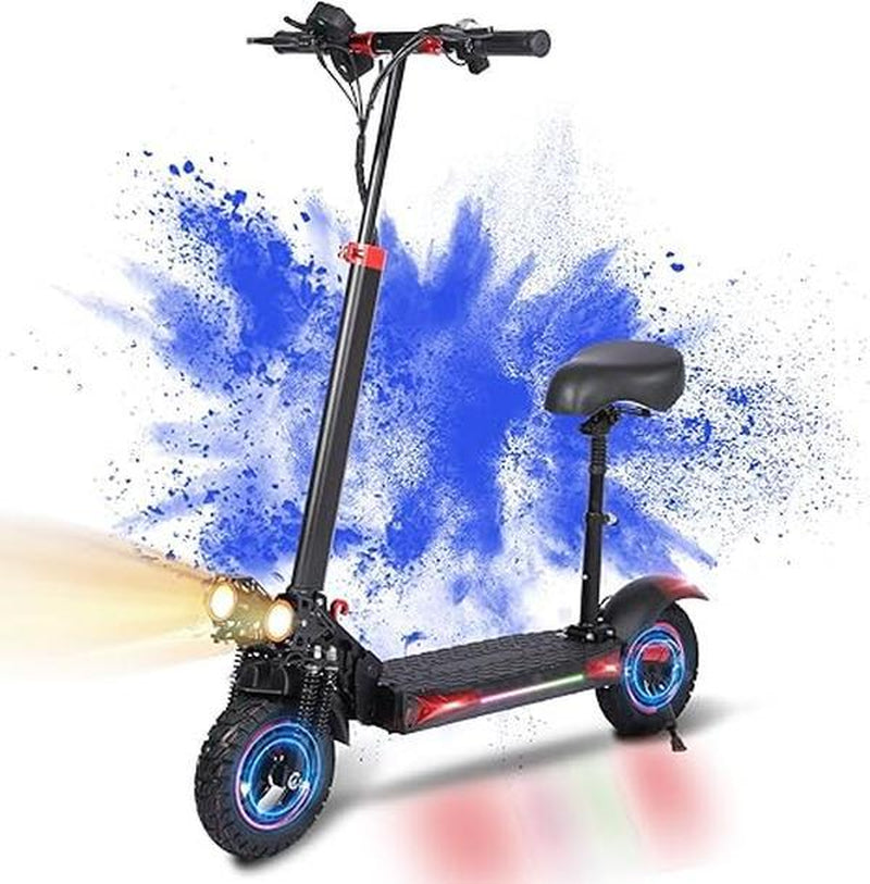 34MPH Offraod Electric Scooter with Seat, 1200W Adult Electricscooter 11"Tire Escooter Speed, 34 Miles Long Range Fast, Foldable E-Scooter with Dual Disc Brakes