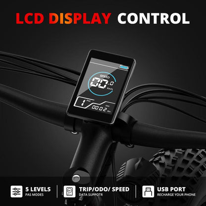 AMYET EB26 Peak 1500W Electric Bike for Adults Electric Bicycle 48V 15AH (720WH) Battery Electric Bike 26"Large Tires Mountain 28Mph 7 Speed Gears Dual Shock Absorber Electric Bike