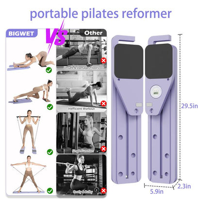 Bigwet 8-In-1 Multi-Functional Home Pilates Reformer Board with Resistance Bands Portable Pilates Machine Full Body Workout for Home Core Strengthener Glute & Leg Toning Dual Use Exercise Equipment Yoga Mat Pilates Equipment