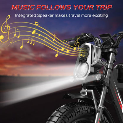 Electric Bike WO18 Dual-Motor 2000W Motor High Speed 35Mph,20''Off-Road Fat Tire with Shock Absorption,Electric Mountain Bike with 48V 25AH Battery,Electric Motorcycle for Adult Dirt Bike with Long Range High-Powered- E-Bike