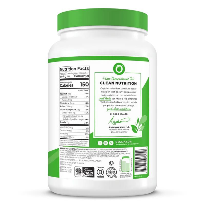 Organic Protein™ Plant Based Protein Powder - Vanilla Bean Healthcare Dietary