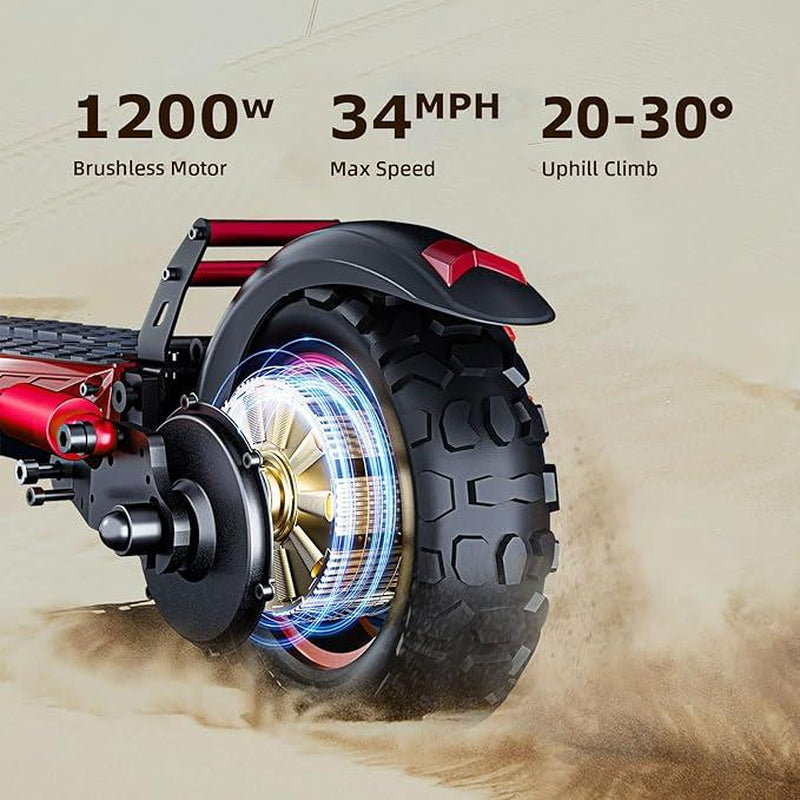 34MPH Speed Monster! Electric Scooter for Adults - 37 Mile Range, 34MPH /55KMH Top Speed, 11" Off-Road Tires, 48V18AH-UL Certified Battery,Foldable E-Scooter with Seat & LED Lights