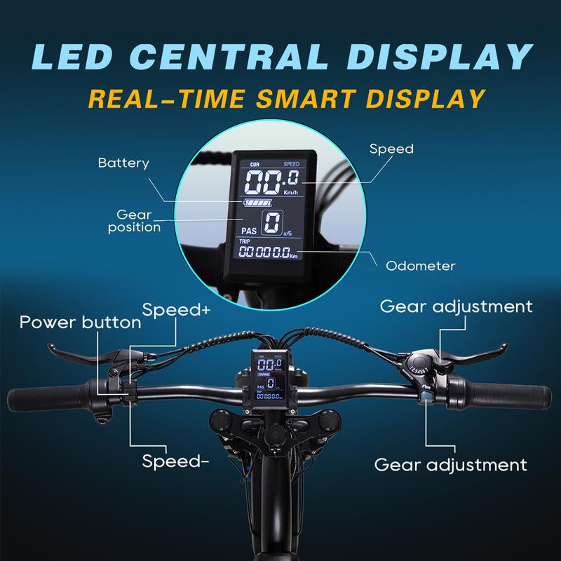 DRIFT.SLIDE 1500W Peak Power Electric Bike for Adults, 28 MPH 60 Miles Electric Moped Style Bike, 48V 20.8 Ah UL 2849 Removable Battery, 7 Speed 20" All Terrain Fat Tire Ebike (J1) Bicycle Light