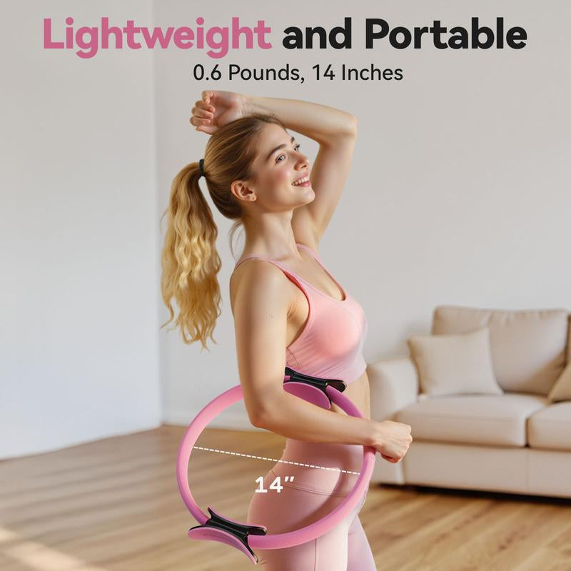 Feierdun Pilates Ring, 14'' Magic Circle for Core & Thigh Toning, Fit for Pilates, Yoga & Home Workouts-Lightweight, Beginner-Friendly
