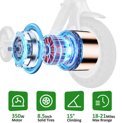 OBX Electric Scooter for Adults,350W Motor,19 MPH Top Speed,8.5'' Honeycomb Soild Tires, 21 Miles Long Range,Foldable Commuter E Scooter with Dual Braking & App(Red)