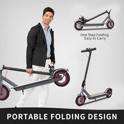 OBX Electric Scooter for Adults,350W Motor,19 MPH Top Speed,8.5'' Honeycomb Soild Tires, 21 Miles Long Range,Foldable Commuter E Scooter with Dual Braking & App(Red)
