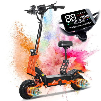 Electric Scooter for Adults,5600W Dual Motor 60V27AH 50MPH Folding E-Scooter with Adjustable Seat,11'' Off-Road Tires Shock Absorbers Electric Scooter