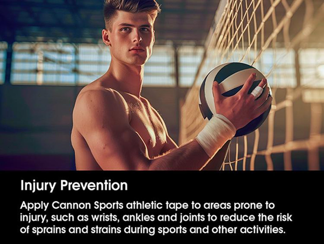 Cannon Sports Premium Athletic Tape - 1.5” X 45 Feet per Roll - Easy Tear, No Sticky Residue, Very Strong, Hypoallergenic, Latex Free - Pack of 8