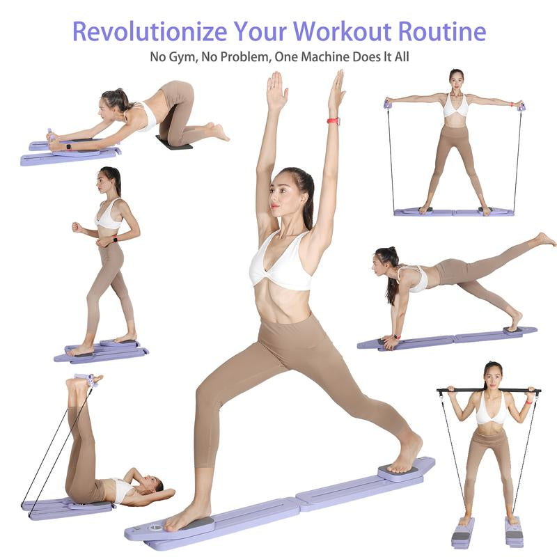 Bigwet 8-In-1 Multi-Functional Home Pilates Reformer Board with Resistance Bands Portable Pilates Machine Full Body Workout for Home Core Strengthener Glute & Leg Toning Dual Use Exercise Equipment Yoga Mat Pilates Equipment