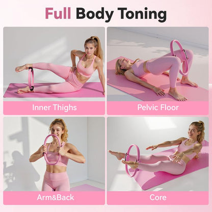 Feierdun Pilates Ring, 14'' Magic Circle for Core & Thigh Toning, Fit for Pilates, Yoga & Home Workouts-Lightweight, Beginner-Friendly