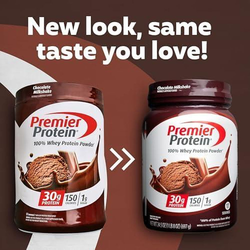 Premier Protein Powder, Chocolate Milkshake, 30G Protein, 1G Sugar, 100% Whey Protein, Keto Friendly, No Soy Ingredients, Gluten Free, 17 Servings, 24.5 Ounce (Pack of 1)