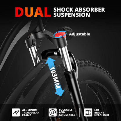 AMYET EB26 Peak 1500W Electric Bike for Adults Electric Bicycle 48V 15AH (720WH) Battery Electric Bike 26"Large Tires Mountain 28Mph 7 Speed Gears Dual Shock Absorber Electric Bike