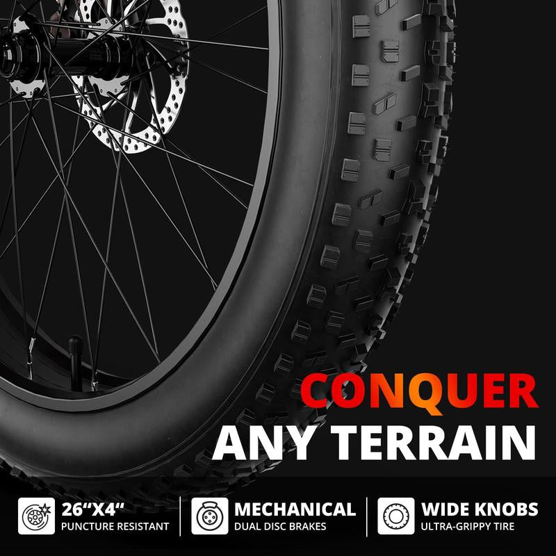 AMYET EB26 Peak 1500W Electric Bike for Adults Electric Bicycle 48V 15AH (720WH) Battery Electric Bike 26"Large Tires Mountain 28Mph 7 Speed Gears Dual Shock Absorber Electric Bike