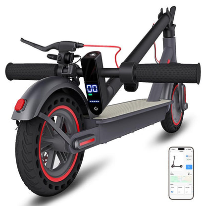 OBX Electric Scooter for Adults,350W Motor,19 MPH Top Speed,8.5'' Honeycomb Soild Tires, 21 Miles Long Range,Foldable Commuter E Scooter with Dual Braking & App(Red)
