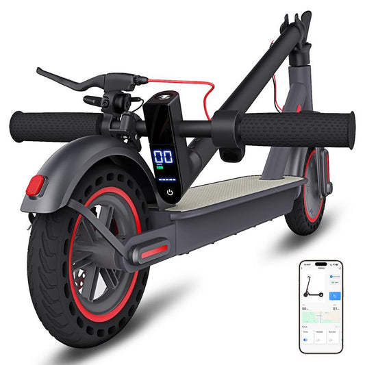 OBX Electric Scooter for Adults,350W Motor,19 MPH Top Speed,8.5'' Honeycomb Soild Tires, 21 Miles Long Range,Foldable Commuter E Scooter with Dual Braking & App(Red)