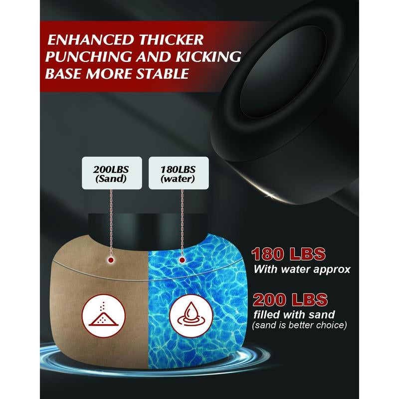 Standing Punching Bag for Adults Teens, 70" Heavy Punching Bag with Stand, Heavy Bag Inflatable Kick Boxing Bag Equipment Bags for MMA Muay Thai Fitness