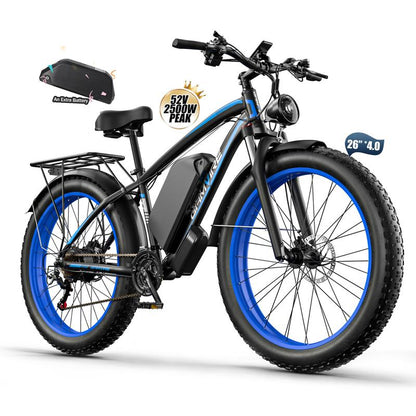 GAMVIRE V7 24''/26" Ebike for Adults Electric, Peak 2000W/2500W E-Bike, 52V19.2Ah/32Ah, Max 40Mph&100Miles, Hydraulic Disc Brake, off Road Snow Mountain Pedal Assist E-Bikes, Fat Tire Fast E-Bicycle, UL Certified