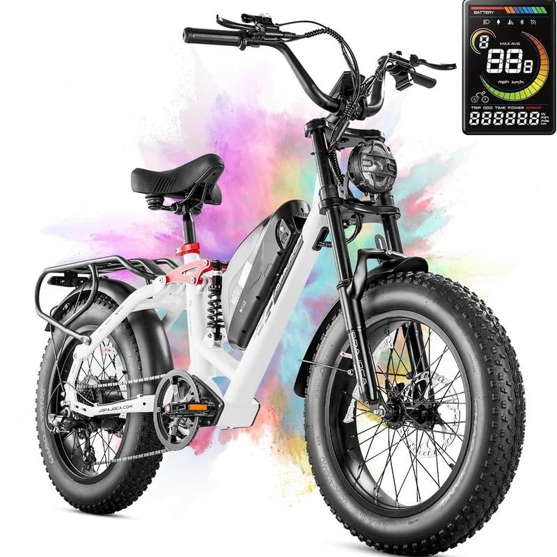 Eahora Luna I /Luna II Peak 1500W/3000W Electric Bike for Adults 30-33MPH 80Miles Long Range Dual Motors Ebike 48V 15A Battery Full Suspension Adult Electric Bike