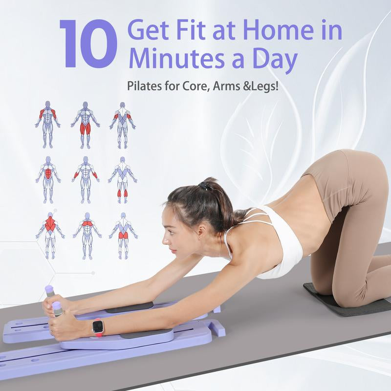 Bigwet 8-In-1 Multi-Functional Home Pilates Reformer Board with Resistance Bands Portable Pilates Machine Full Body Workout for Home Core Strengthener Glute & Leg Toning Dual Use Exercise Equipment Yoga Mat Pilates Equipment