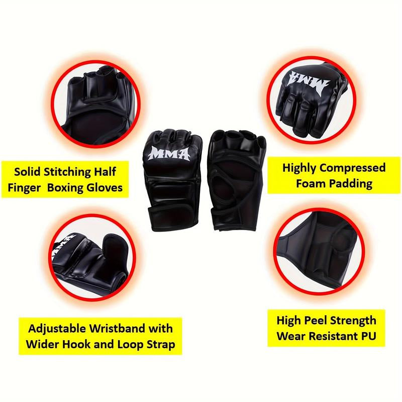 2 Pack Boxing Glove Taekwondo Protective Gloves Boxing Training Gloves Half Finger Boxing Glove MMA Adult Fitness Training Work Gloves,Lax Gloves