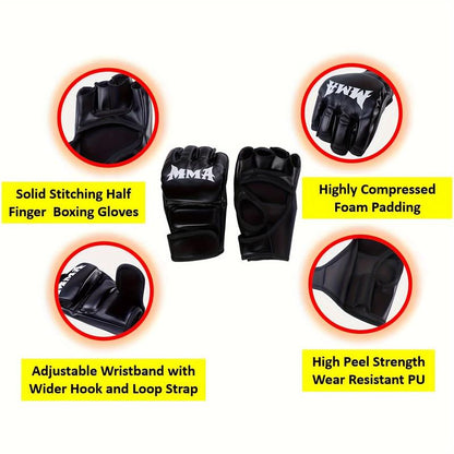 2 Pack Boxing Glove Taekwondo Protective Gloves Boxing Training Gloves Half Finger Boxing Glove MMA Adult Fitness Training Work Gloves,Lax Gloves