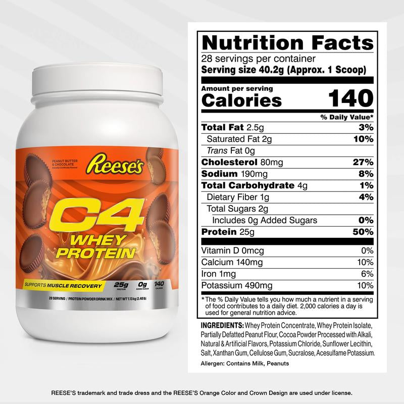 C4 Whey Protein Powder - Reece'S PB & Hershey'S Chocolate - 25G Protein
