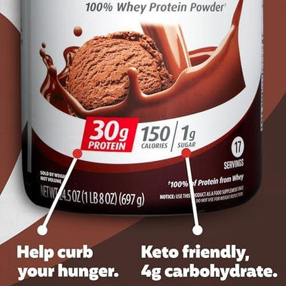 Premier Protein Powder, Chocolate Milkshake, 30G Protein, 1G Sugar, 100% Whey Protein, Keto Friendly, No Soy Ingredients, Gluten Free, 17 Servings, 24.5 Ounce (Pack of 1)