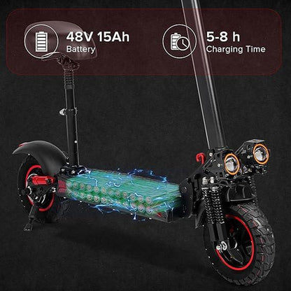 34MPH Offraod Electric Scooter with Seat, 1200W Adult Electricscooter 11"Tire Escooter Speed, 34 Miles Long Range Fast, Foldable E-Scooter with Dual Disc Brakes