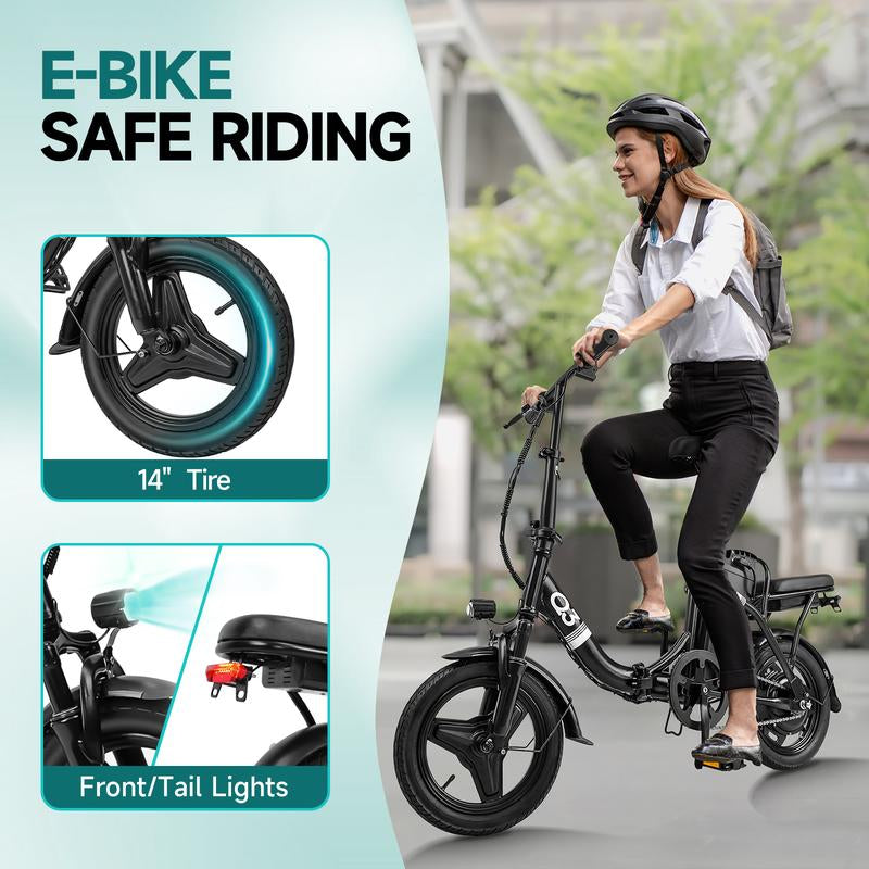 Q3 Folding Electric Bike for Adults, 500W Peak Motor with Max 30+Miles PAS Range & 20MPH Ebike, 48V 12Wh Battery Electric Bicycles Step-Thru Commuter E Bikes for Adults and Teens