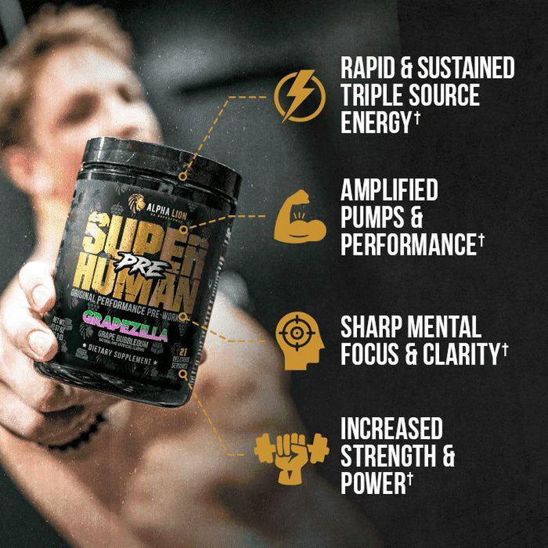 SUPERHUMAN® PRE-WORKOUT - Original Performance Pre-Workout Powder Creatine Candy Protein Powder