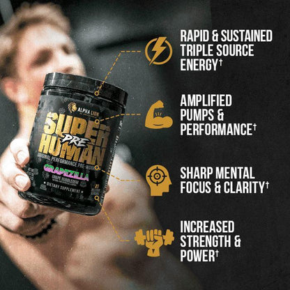 SUPERHUMAN® PRE-WORKOUT - Original Performance Pre-Workout Powder Creatine Candy Protein Powder