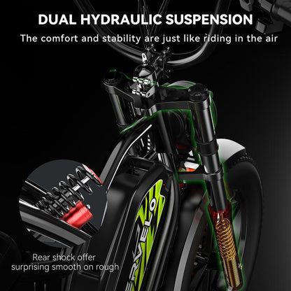 Electric Bike for Adults 1500W Peak 20" Fat Tire All-Terrain E-Bike 80+Miles 30MPH Electric Dirt Bike for Road Sand Mountain Snow - 48V 20 Battery Powered Electric Motorcycle