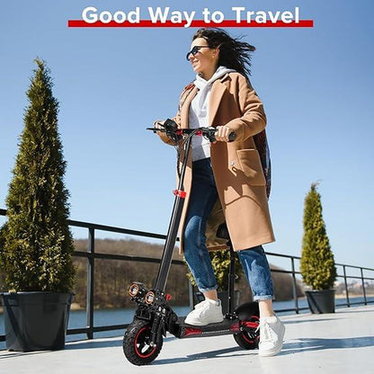 34MPH Speed Monster! Electric Scooter for Adults - 37 Mile Range, 34MPH /55KMH Top Speed, 11" Off-Road Tires, 48V18AH-UL Certified Battery,Foldable E-Scooter with Seat & LED Lights
