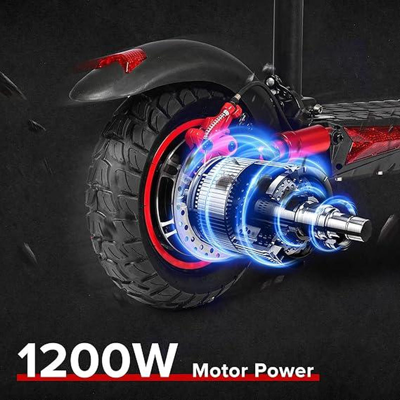 34MPH Speed Monster! Electric Scooter for Adults - 37 Mile Range, 34MPH /55KMH Top Speed, 11" Off-Road Tires, 48V18AH-UL Certified Battery,Foldable E-Scooter with Seat & LED Lights