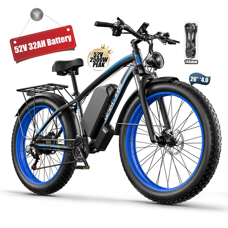 GAMVIRE V7 24''/26" Ebike for Adults Electric, Peak 2000W/2500W E-Bike, 52V19.2Ah/32Ah, Max 40Mph&100Miles, Hydraulic Disc Brake, off Road Snow Mountain Pedal Assist E-Bikes, Fat Tire Fast E-Bicycle, UL Certified