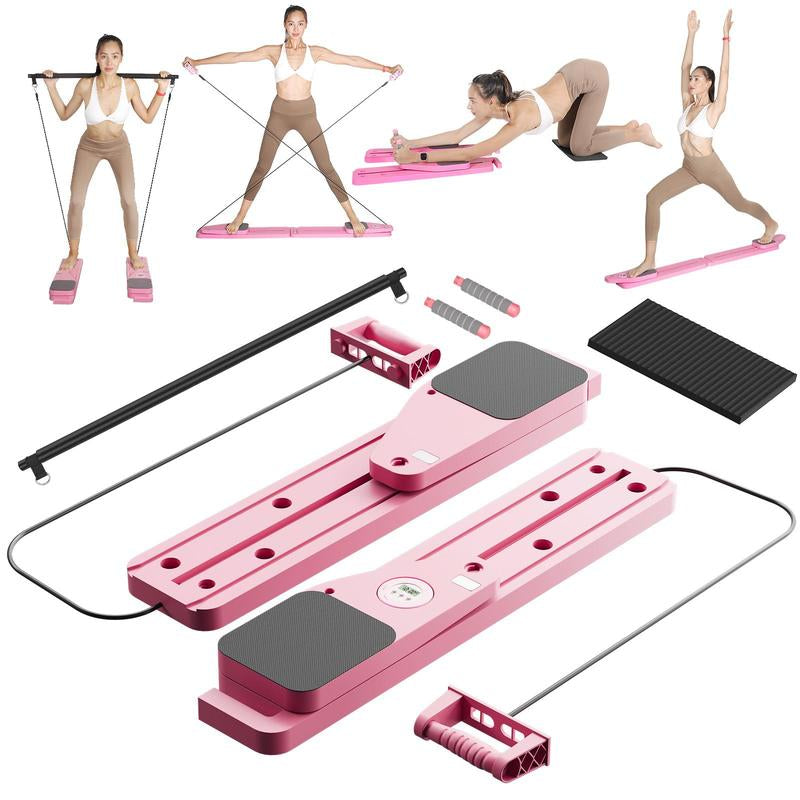 Bigwet 8-In-1 Multi-Functional Home Pilates Reformer Board with Resistance Bands Portable Pilates Machine Full Body Workout for Home Core Strengthener Glute & Leg Toning Dual Use Exercise Equipment Yoga Mat Pilates Equipment