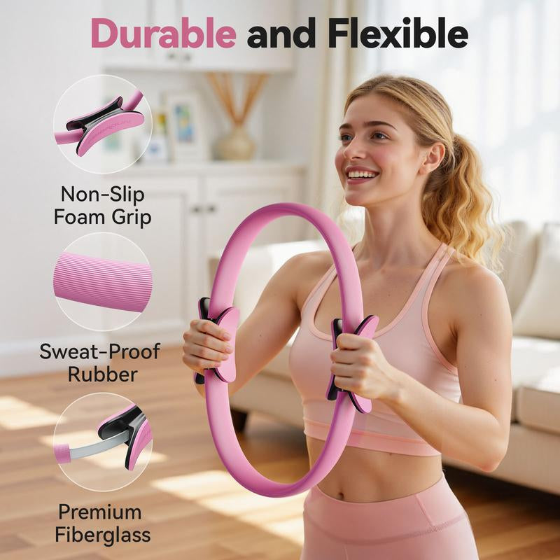 Feierdun Pilates Ring, 14'' Magic Circle for Core & Thigh Toning, Fit for Pilates, Yoga & Home Workouts-Lightweight, Beginner-Friendly