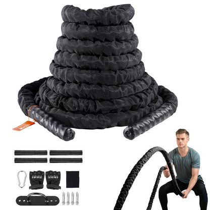 VEVOR Battle Rope, 1.5 Inch Diameter 40Ft Length Polyester Exercise Rope, Battle Exercise Equipment with Protective Sleeve & Anchor, Heavy Weighted Rope for Home Gym Workout Core Strength Training
