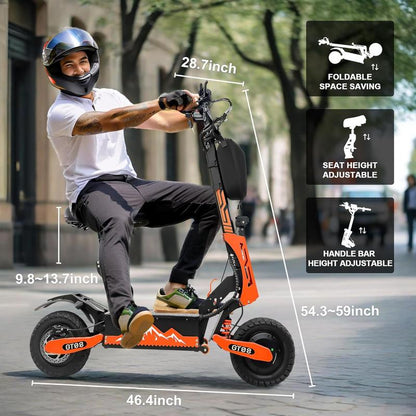 Electric Scooter for Adults,5600W Dual Motor 60V27AH 50MPH Folding E-Scooter with Adjustable Seat,11'' Off-Road Tires Shock Absorbers Electric Scooter