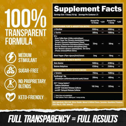 SUPERHUMAN® PRE-WORKOUT - Original Performance Pre-Workout Powder Creatine Candy Protein Powder