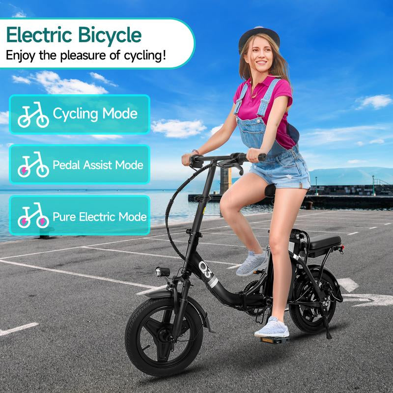 Q3 Folding Electric Bike for Adults, 500W Peak Motor with Max 30+Miles PAS Range & 20MPH Ebike, 48V 12Wh Battery Electric Bicycles Step-Thru Commuter E Bikes for Adults and Teens