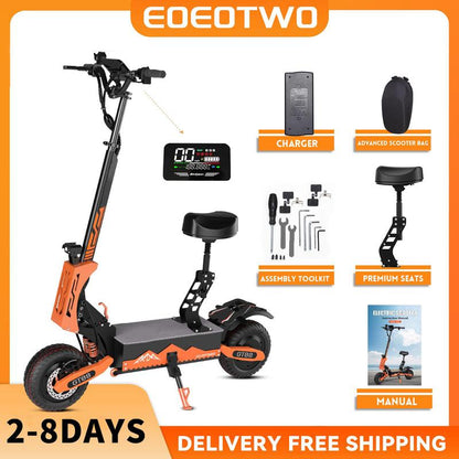 Electric Scooter for Adults,5600W Dual Motor 60V27AH 50MPH Folding E-Scooter with Adjustable Seat,11'' Off-Road Tires Shock Absorbers Electric Scooter