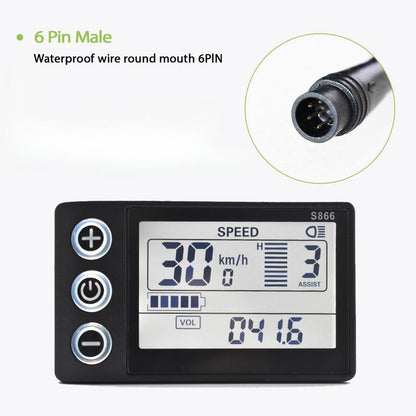 S866 Electric Bike LCD Dashboard Waterproof Screen for Enhanced Visibility & Basic Functionality